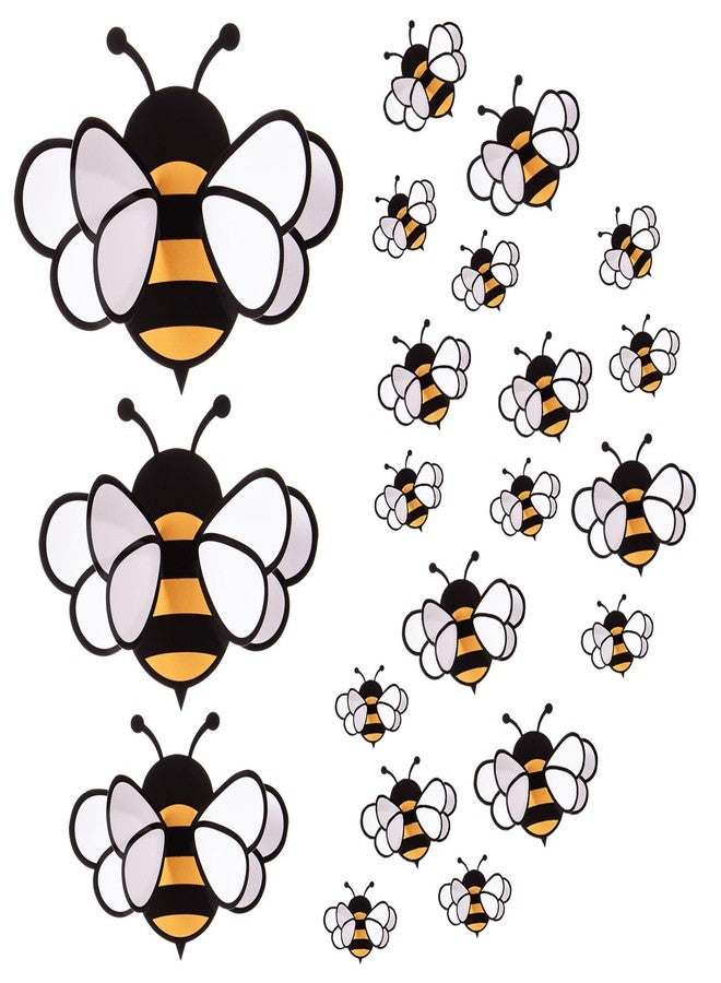 FOBSME 90 Pcs 3D Bee Stickers 3 Sizes Tiny Ornaments for Honey Bee Party Wall Decal Decorations Yellow Honey Bees Clings for Home Classroom Office Fridge Window Decor Spring Summer Party Supplies - Image 1